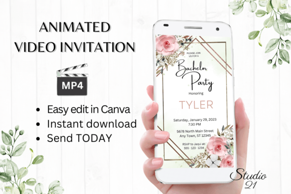Boho Bachelor Party Invite W5124: Your Free Canva Template for a Memorable Send-Off