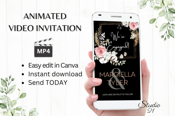 Boho Engagement Announcement W1123B: A Free-Spirited Digital Invite