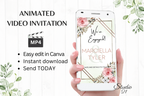 Boho Engagement Announcement W1124B: Your Instant Digital Celebration