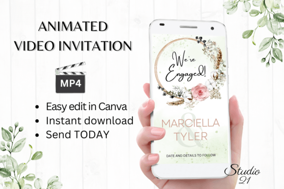 Boho Engagement Announcement W1128B: Your Effortless Digital Evite