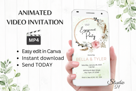 Boho Engagement Party Invite W1128: The Ultimate Digital Template