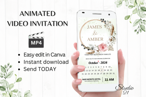 Boho Wedding Invitation W8128B: A Designer's Guide to This Animated Template