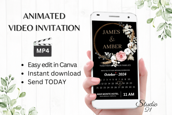 Boho Wedding Invitation W8129B: A Digital Template for Effortless Style