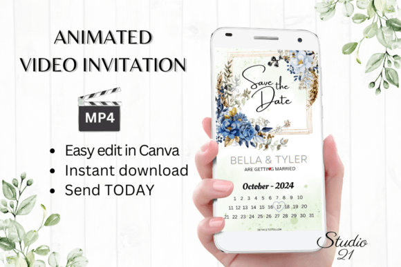 Digital Save the Date W2142B: Your Modern Wedding Announcement