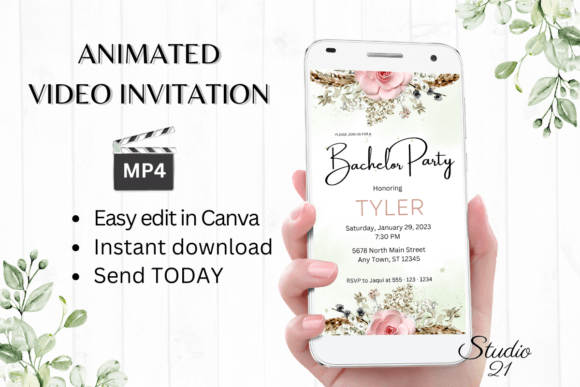 Effortless Style: The Boho Bachelor Party Invite W5126