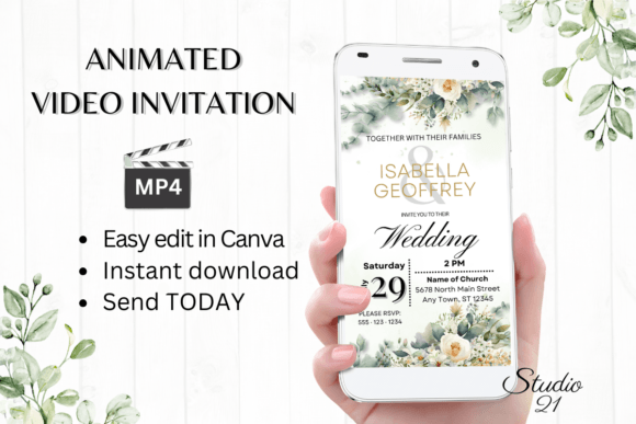 Electronic Wedding Invitation W8422: A Modern Animated Evite