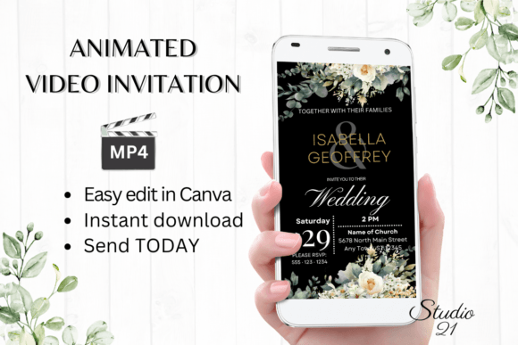Electronic Wedding Invitation W8423: A Modern Animated Evite