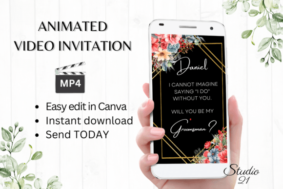 Floral Groomsman Proposal W3135GM: A Modern Touch for Your Wedding Party