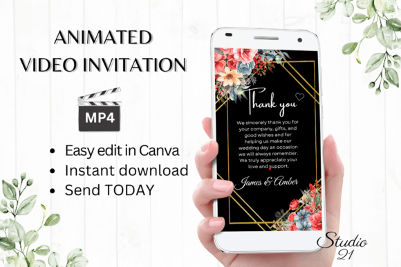 Floral Wedding Thank You W9135TU: The Script Font for Modern Romance