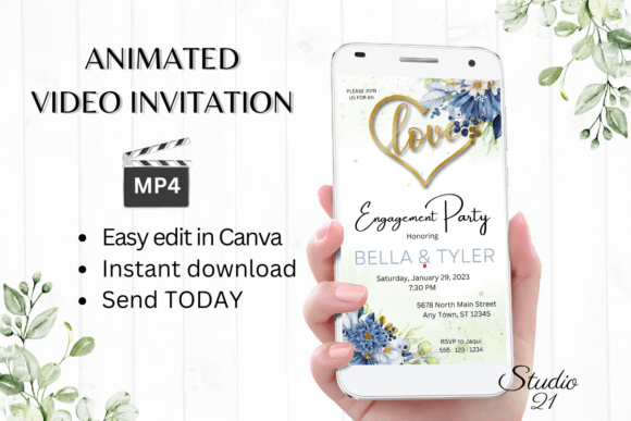 Modernize Your Announcement: Digital Engagement Party Invite W1140