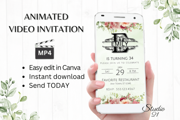 Monogram Letter E Digital Invitation & Animated Video