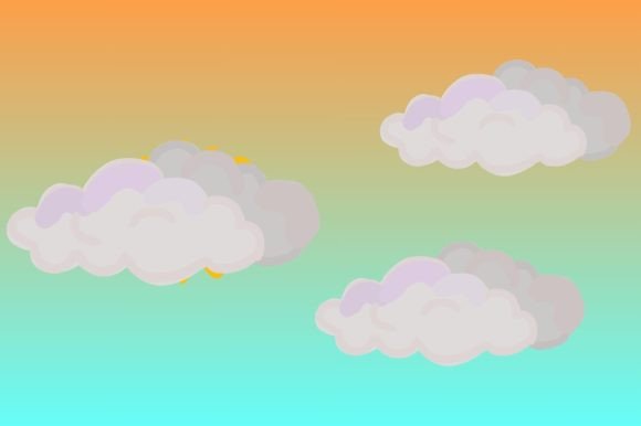 Sun Shining and Clouds Line Art Doodle: A Bright Design Asset